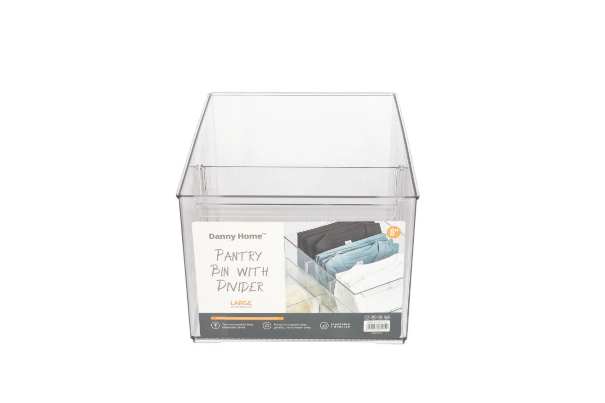 Pantry Organizer & Storage Bin with 2 Dividers 26.8cm