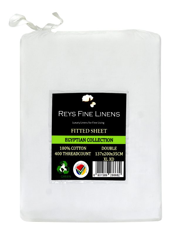 Rey's Fine Linen - Egyptian Collection - Fitted Sheet-Optical White-Double XL(01 Pc Pack)
