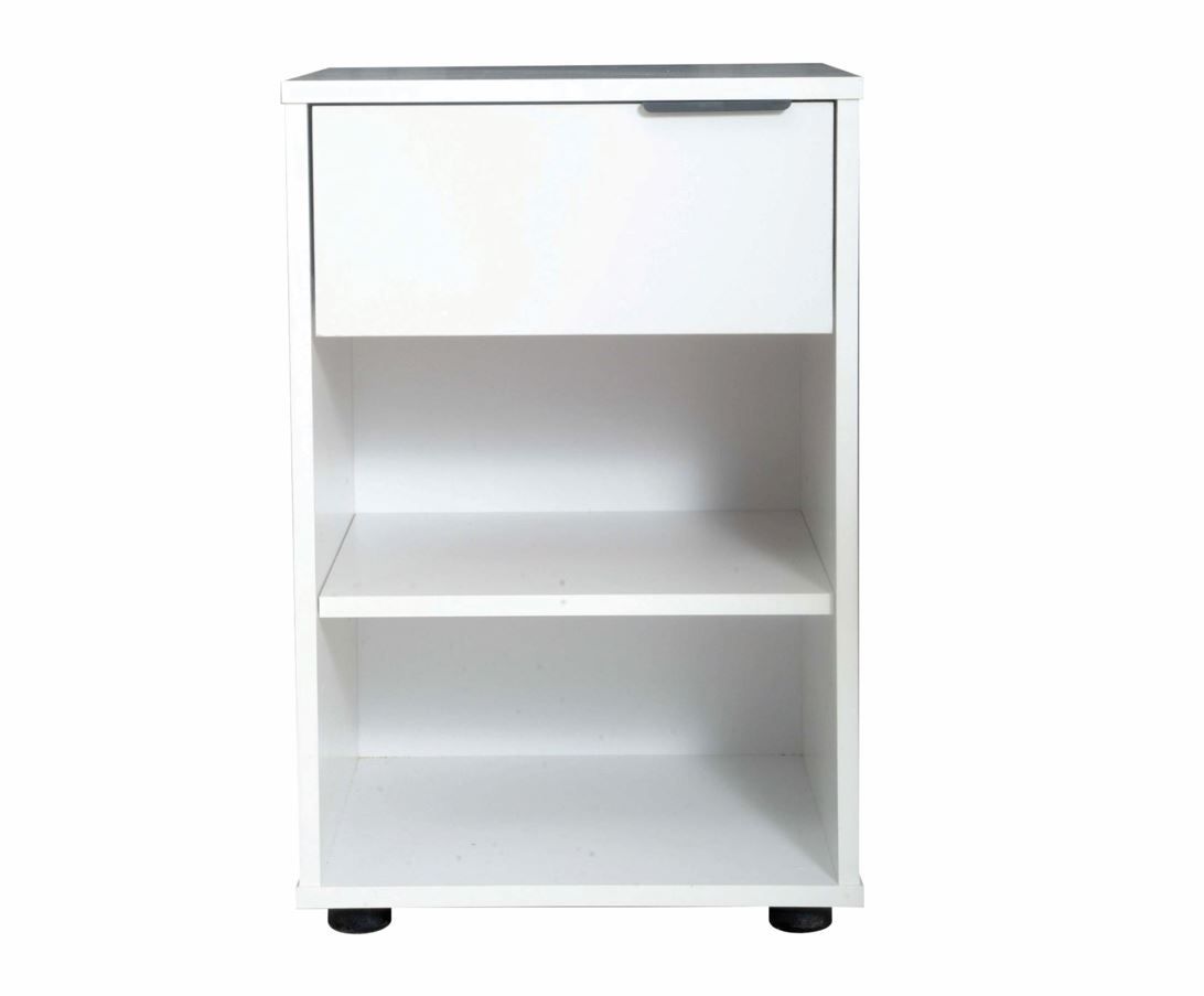 Jake One Drawer Bedside Table Pedestal - White