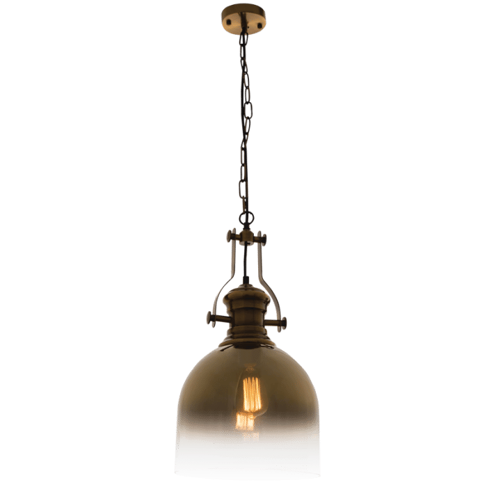 Satin Brass Pendant with Gold Glass