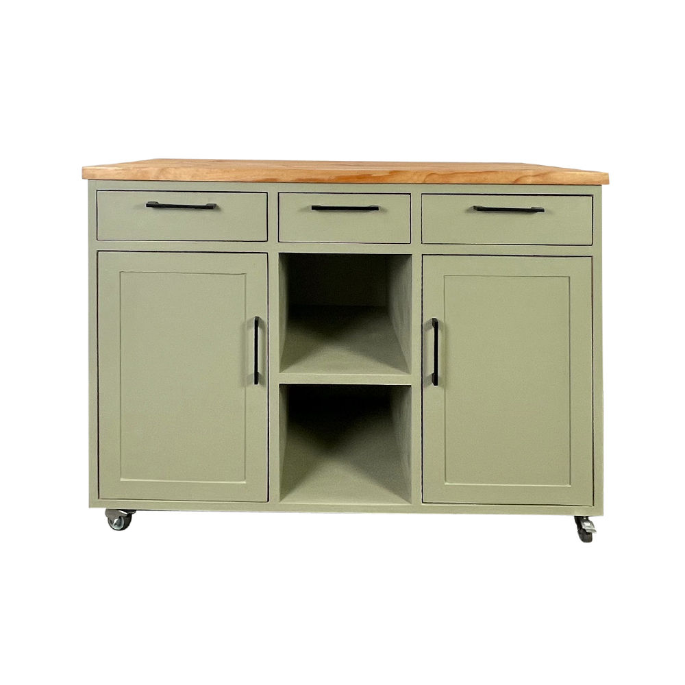 Knysna Solid Wood Kitchen Island with Drawers, Cupboards, and Shelves / Wooden Kitchen Trolley