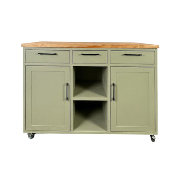 Knysna Solid Wood Kitchen Island with Drawers, Cupboards, and Shelves / Wooden Kitchen Trolley