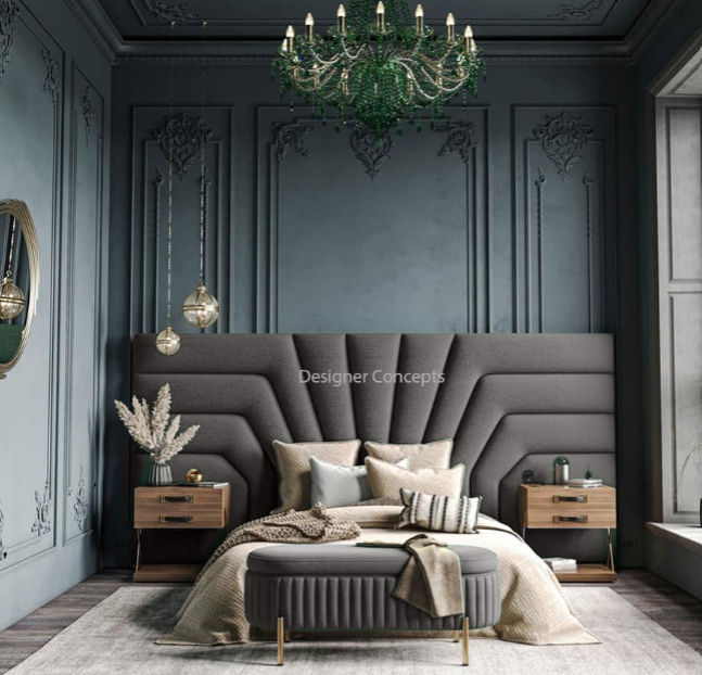 Isadora Overlap  Headboard Queen -Grey