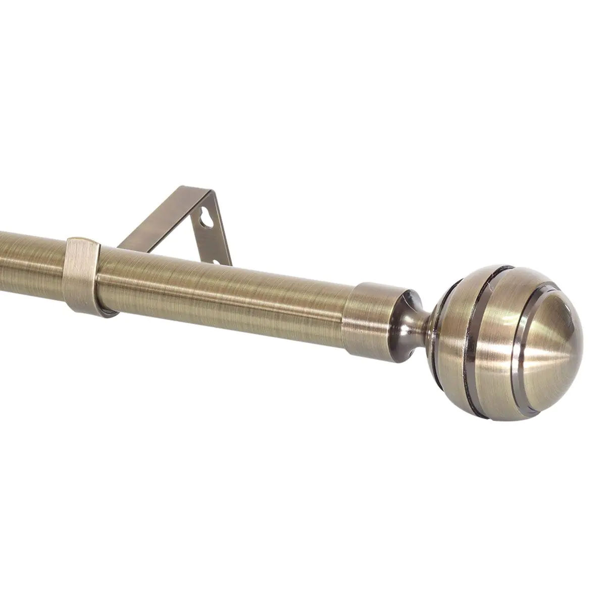 Curtain Rod Set, Steel, Expandable, Ridge Ball Finial, Bronze, 220cm – 400cm