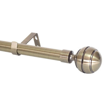 Curtain Rod Set, Steel, Expandable, Ridge Ball Finial, Bronze, 220cm – 400cm