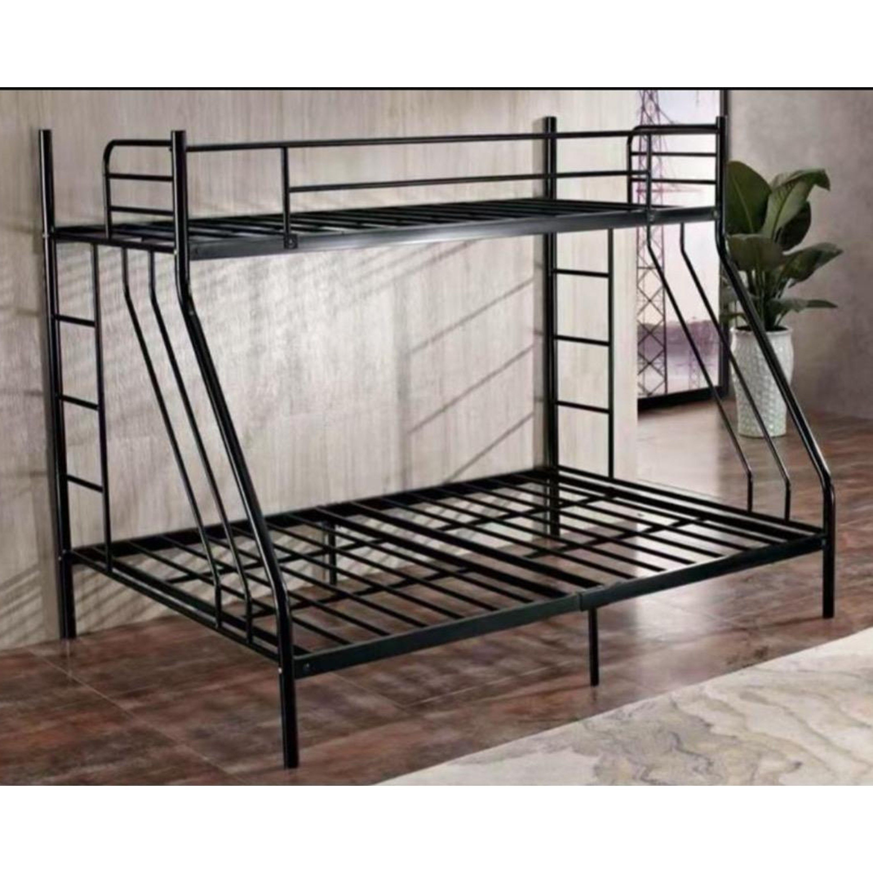 Madiega Furniture - Single-Over-Double Black Metal Bunk Bed