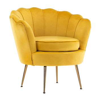 IG Furn - Yellow Velvet Tulip Chair