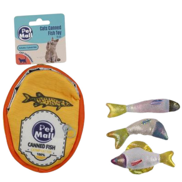 PET CAT TOY PLUSH CANNED FISH 16cm