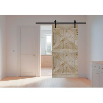 Double X Plank Barn Door with Hardware Kit