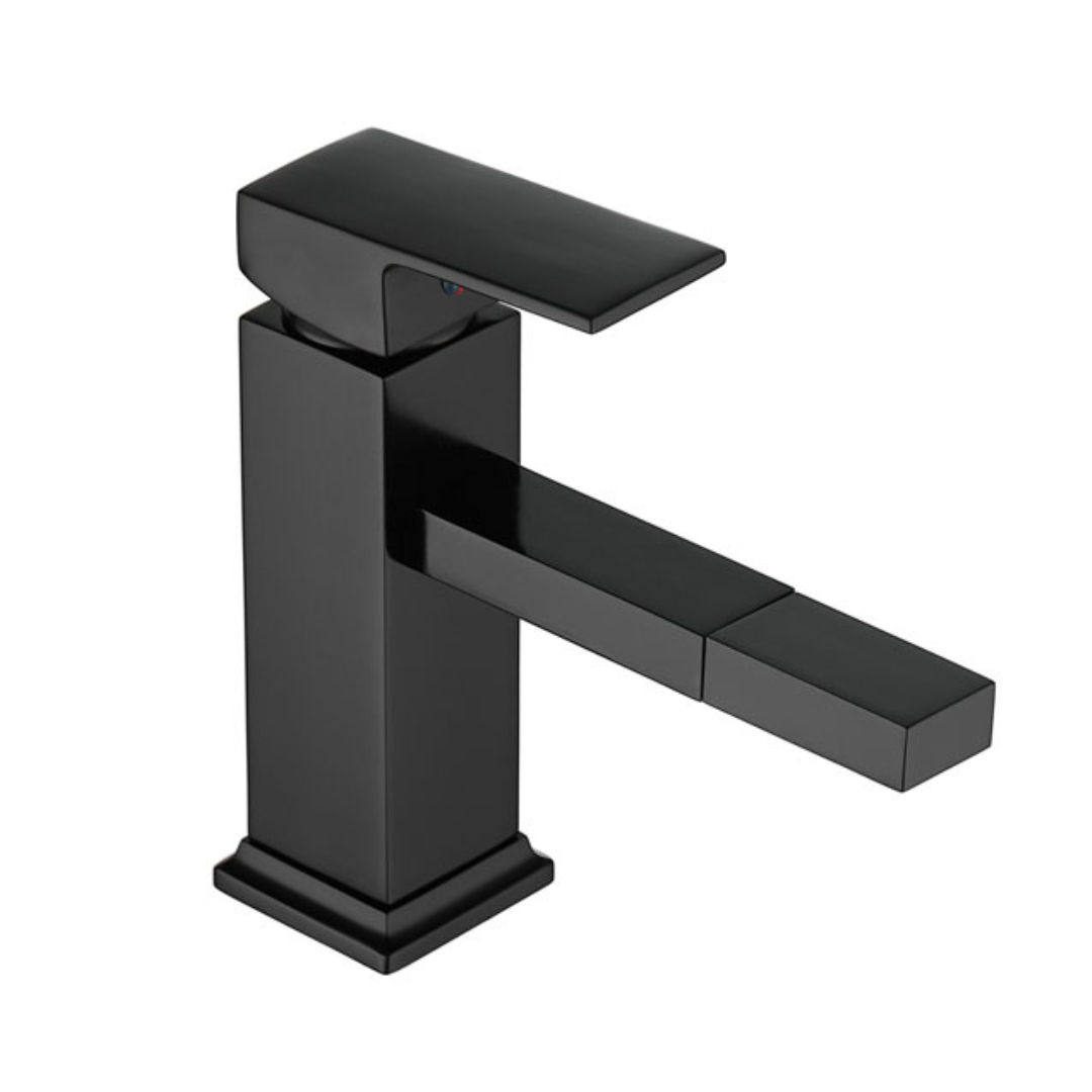 Trendy Taps Premium Quality Blackened Brass Short Square Mixer