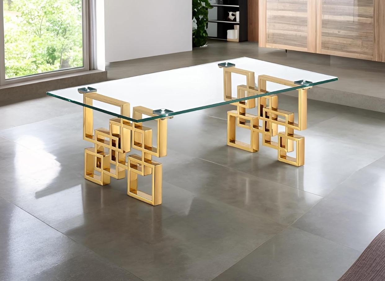 IG Furn - LuxeLine Gold Glass Dining Table