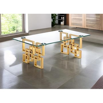 IG Furn - LuxeLine Gold Glass Dining Table