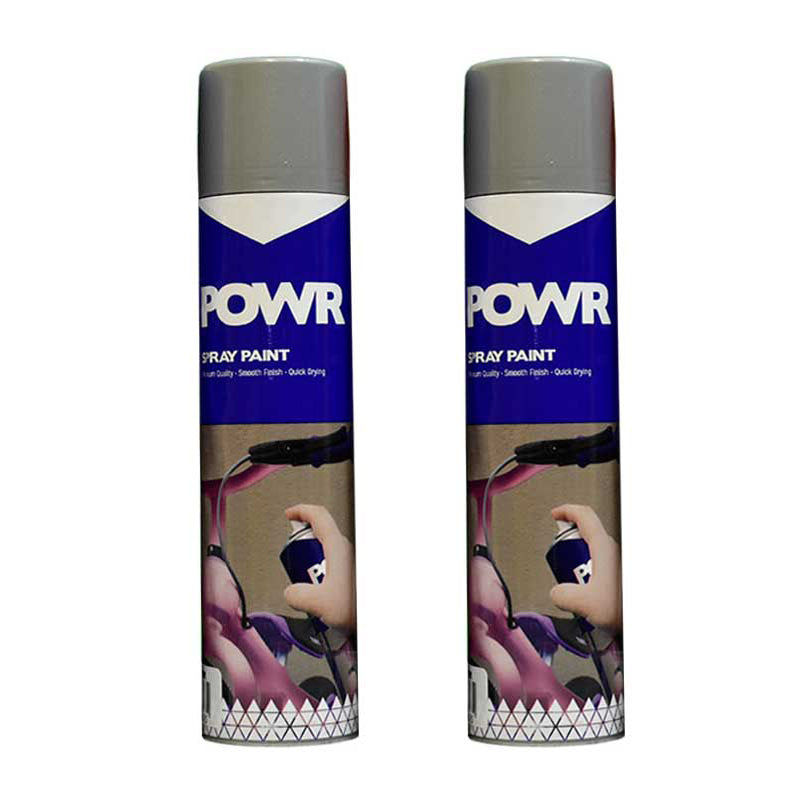 POWR Spray Paint Metal Silver 300ml ( 2 Pack )