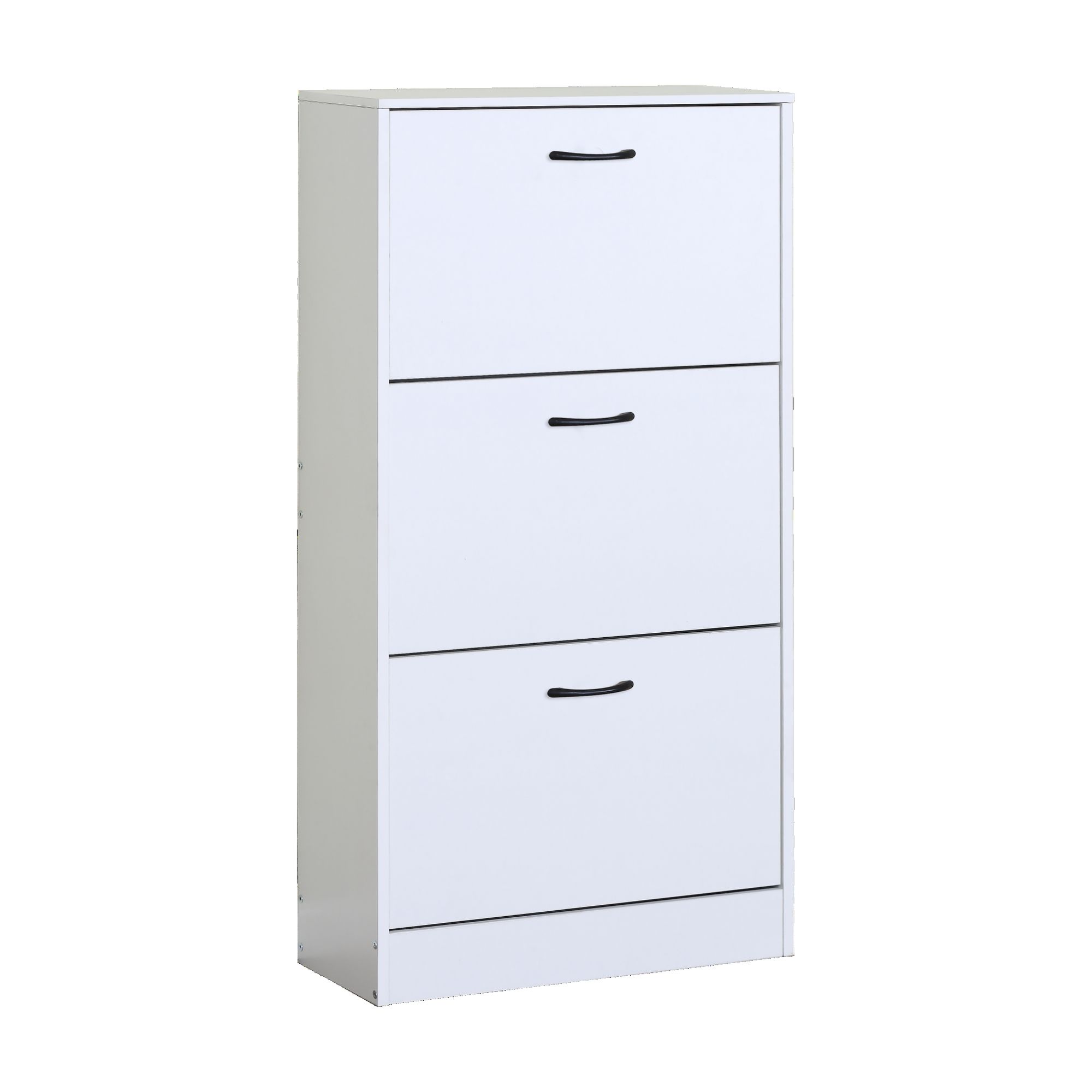 Home Pro - Bergarro 3-Tier Shoe Cabinet - White