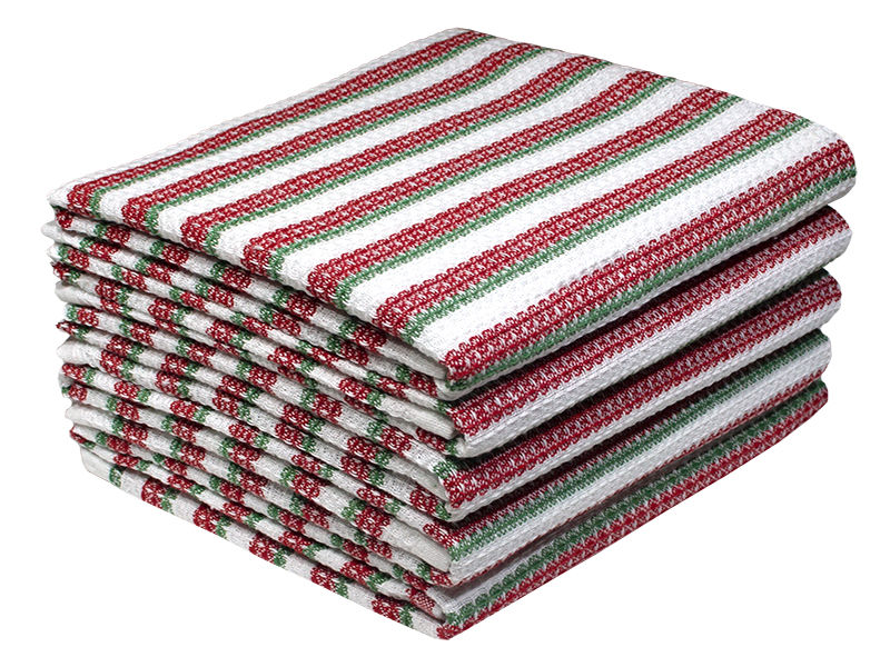 Bunty's Kitchen Towel - Design 2520 - 046x074cms - (05 Pc Pack) - Stripes - High Risk Red