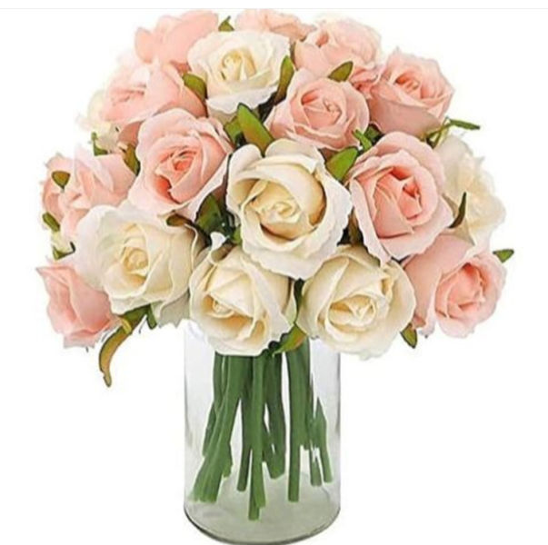24 piece artificialchampaigne rose bouquets