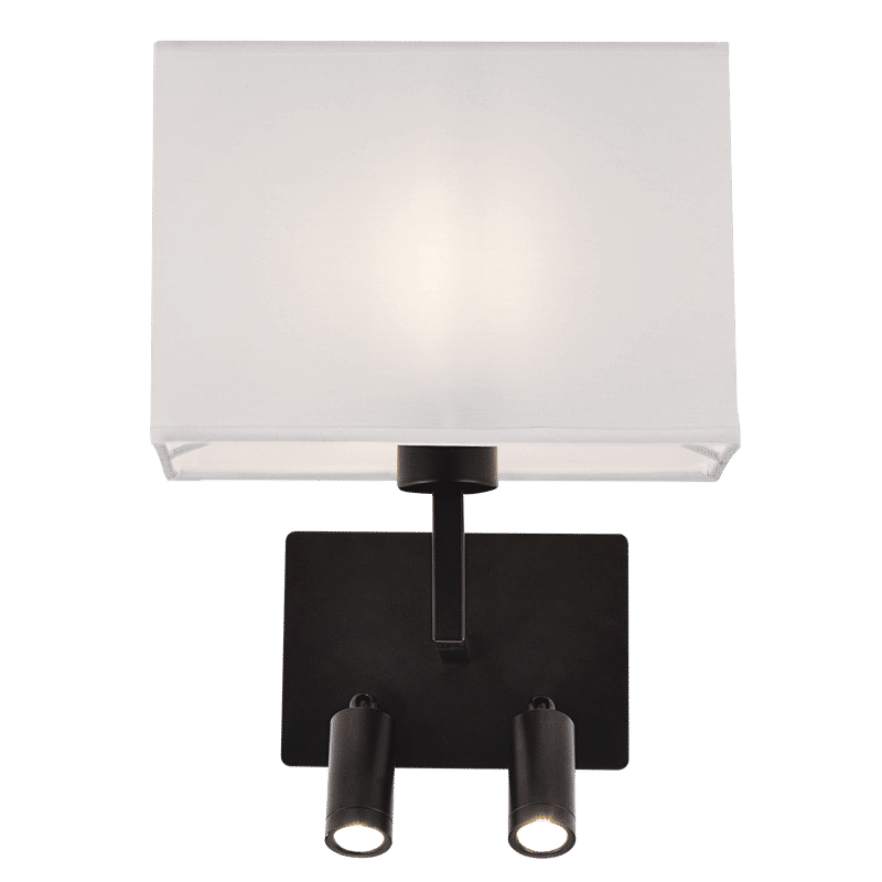 Metal Wall Bracket with 2 Switches and White Shade