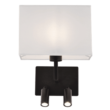 Metal Wall Bracket with 2 Switches and White Shade