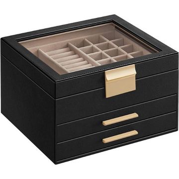 3 Layers PU Leather Storage Box -black
