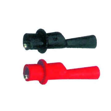 Black & Red Insulated Test Meter Croc Clips Pair