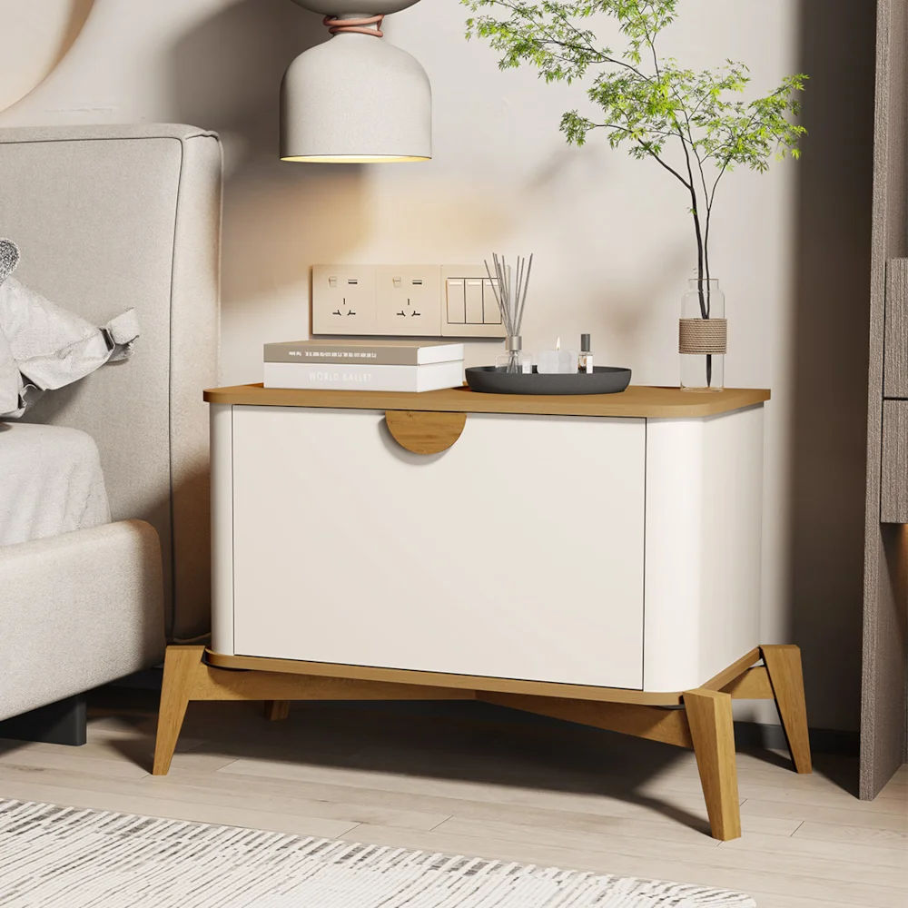 Buriti Bedside Pedestal With Solid Wood Legs