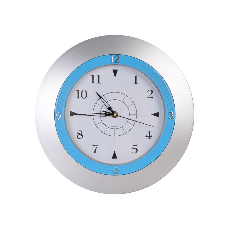 SILVER AND BLUE CLOCK