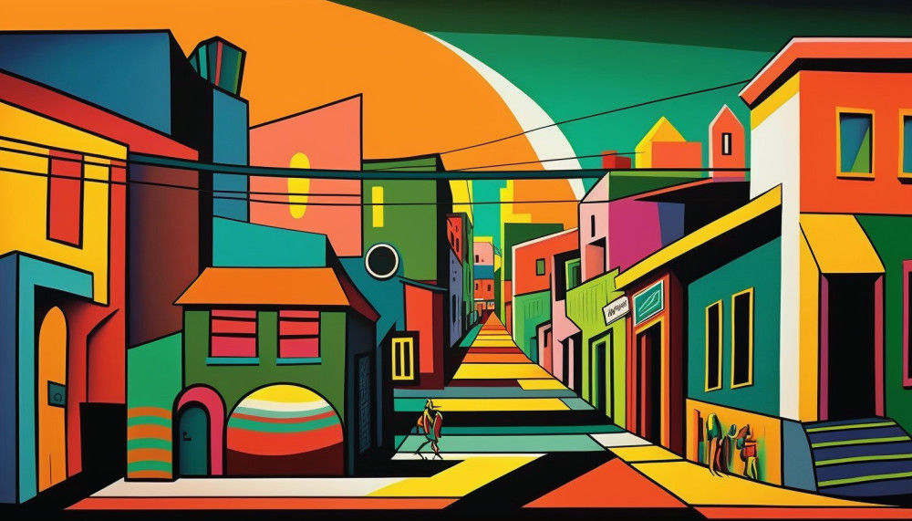 Canvas Wall Art - Canvas Wall Art –Soweto Streets abstract Painting - B1109 - [120 x 80 cm]