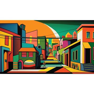 Canvas Wall Art - Canvas Wall Art –Soweto Streets abstract Painting - B1109 - [120 x 80 cm]