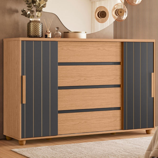 Evidenza 2-Door Sliding Chest of Drawers Titanium