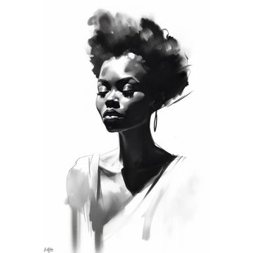 Canvas Wall Art - Light Sketch Woman With African Heritage - A1519 - [120 x 80 cm]