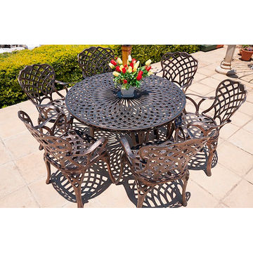 Ageless & Beautiful!   6 Seater Cast Aluminium Patio Furniture Set / Garden Furniture Set / Outdoor Furniture Set - 6 x King Diamond Chairs with  125cm Round Table