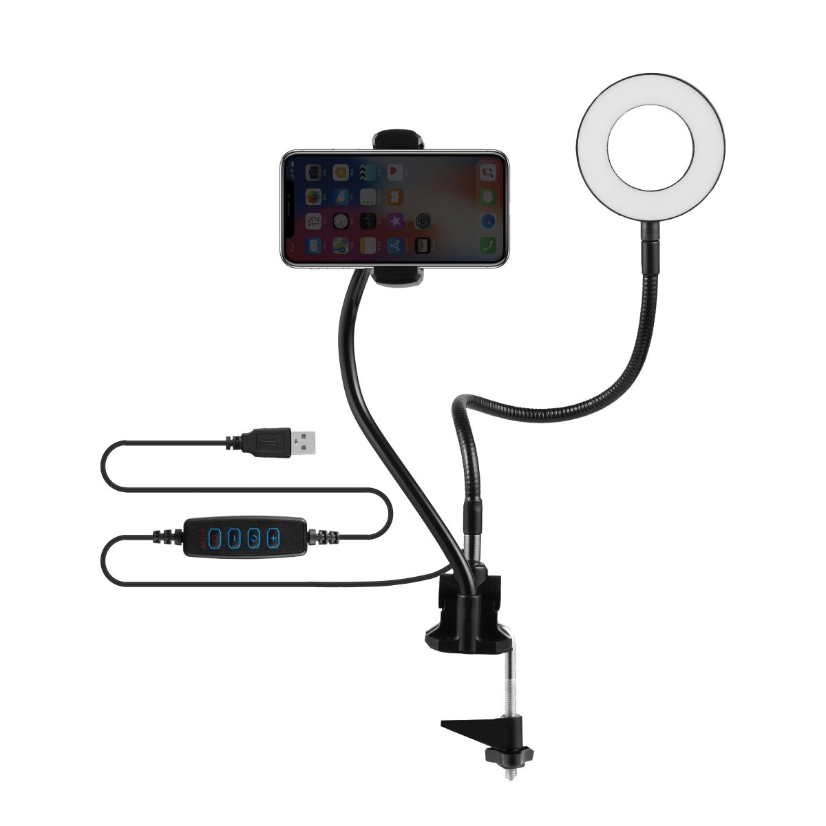 Volkano Ring light, phone holder & desk clamp -  Insta series
