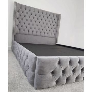 The Chester Grey Velvet 3-Quarter Bed Set