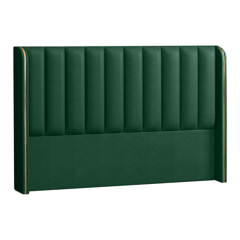 Coralie Upholstered Velvet Wingback Headboard Emerald Green Three Quarter