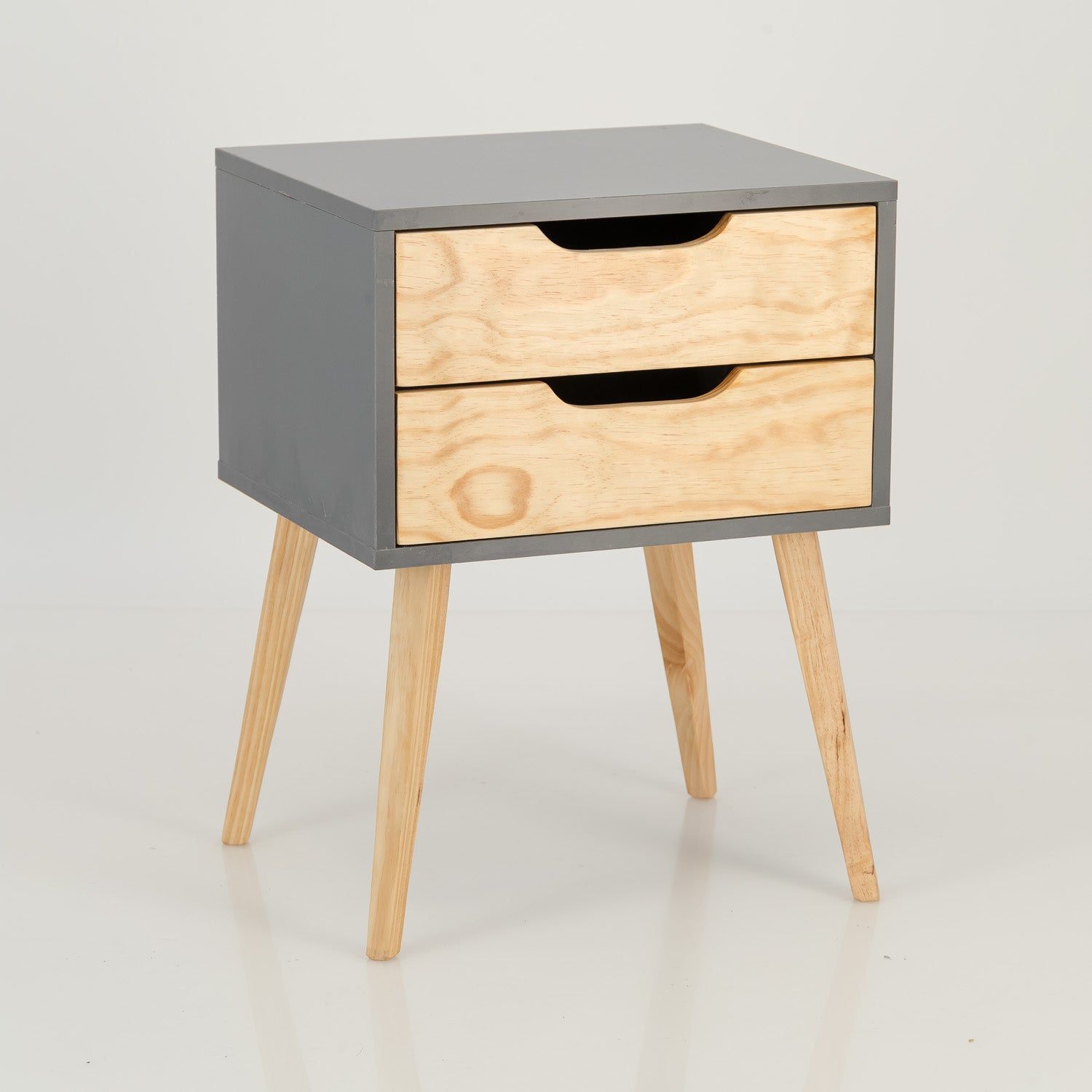 Halti Two Drawer Side Table - Grey