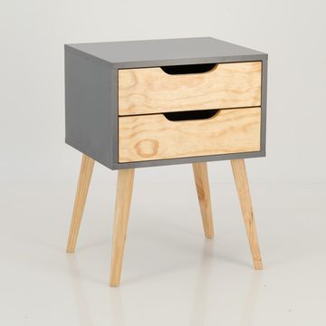 Halti Two Drawer Side Table - Grey