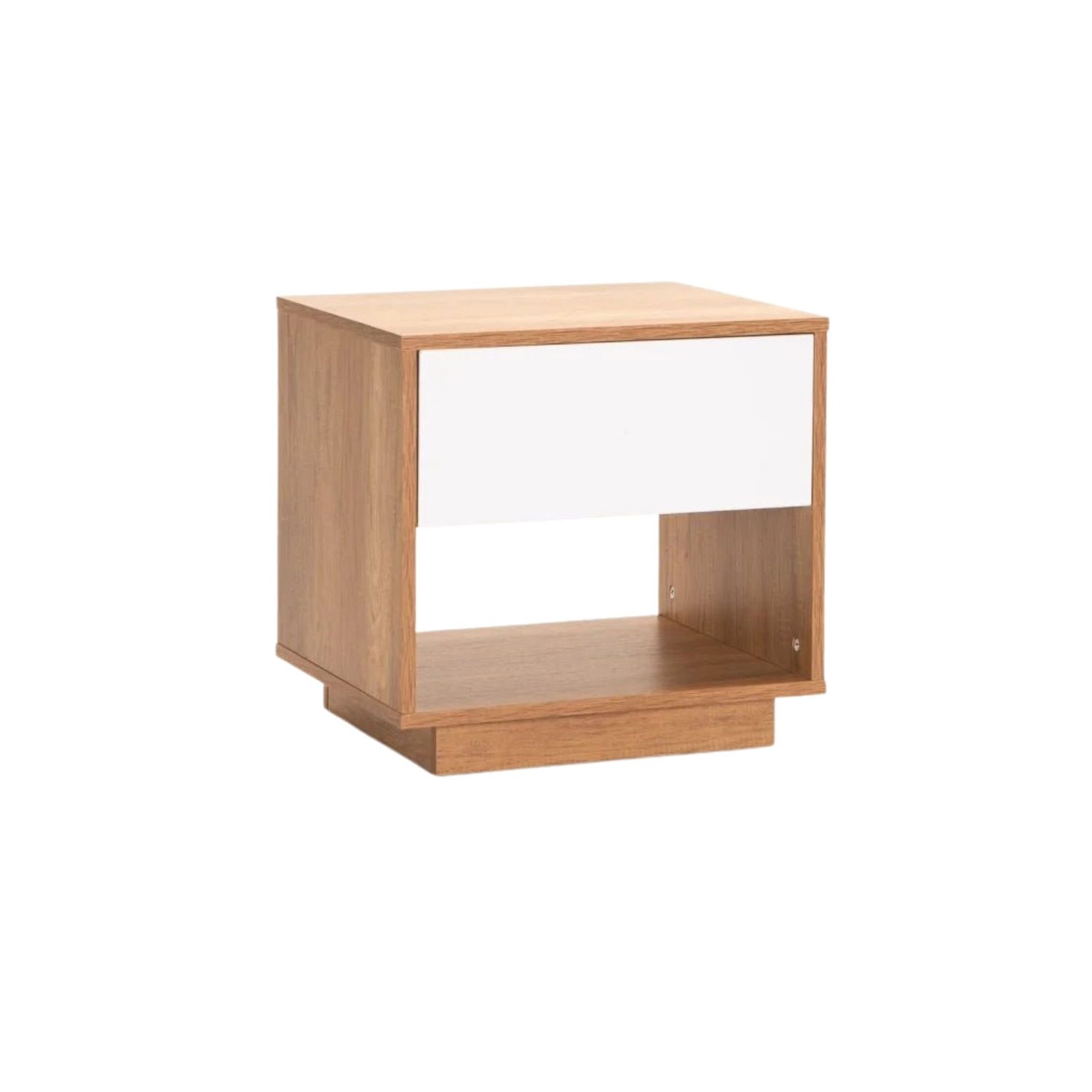 Modern 1 Drawer Bedside Pedestal - Wild Oak/White