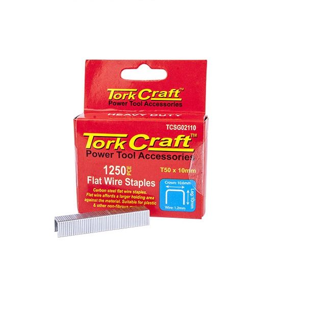 Tork Craft - Flat Wire Staple 16G x10.6mm x 10mm T50 1250Piece - 8 Pack