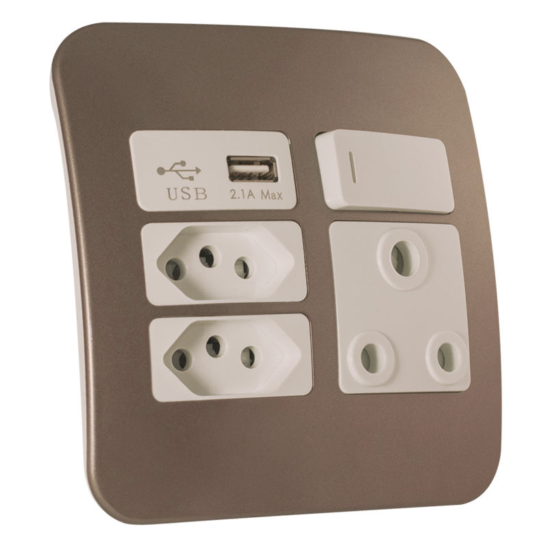 VETi 1 - Bronze USB Wall Socket - Complete