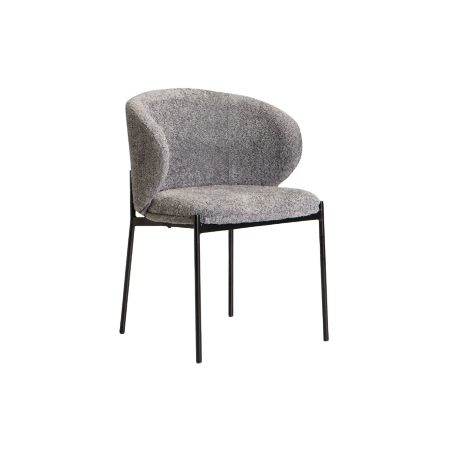 Curved Fabric Dining Chair - Grey