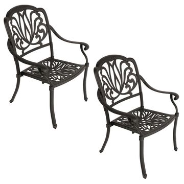 Protea Chair Aluminium Patio Chair / Garden Chair / Outdoor Chair - Set of 2 - BLACK