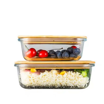 Borosilicate Food Storage Container With Bamboo Lid 23cm