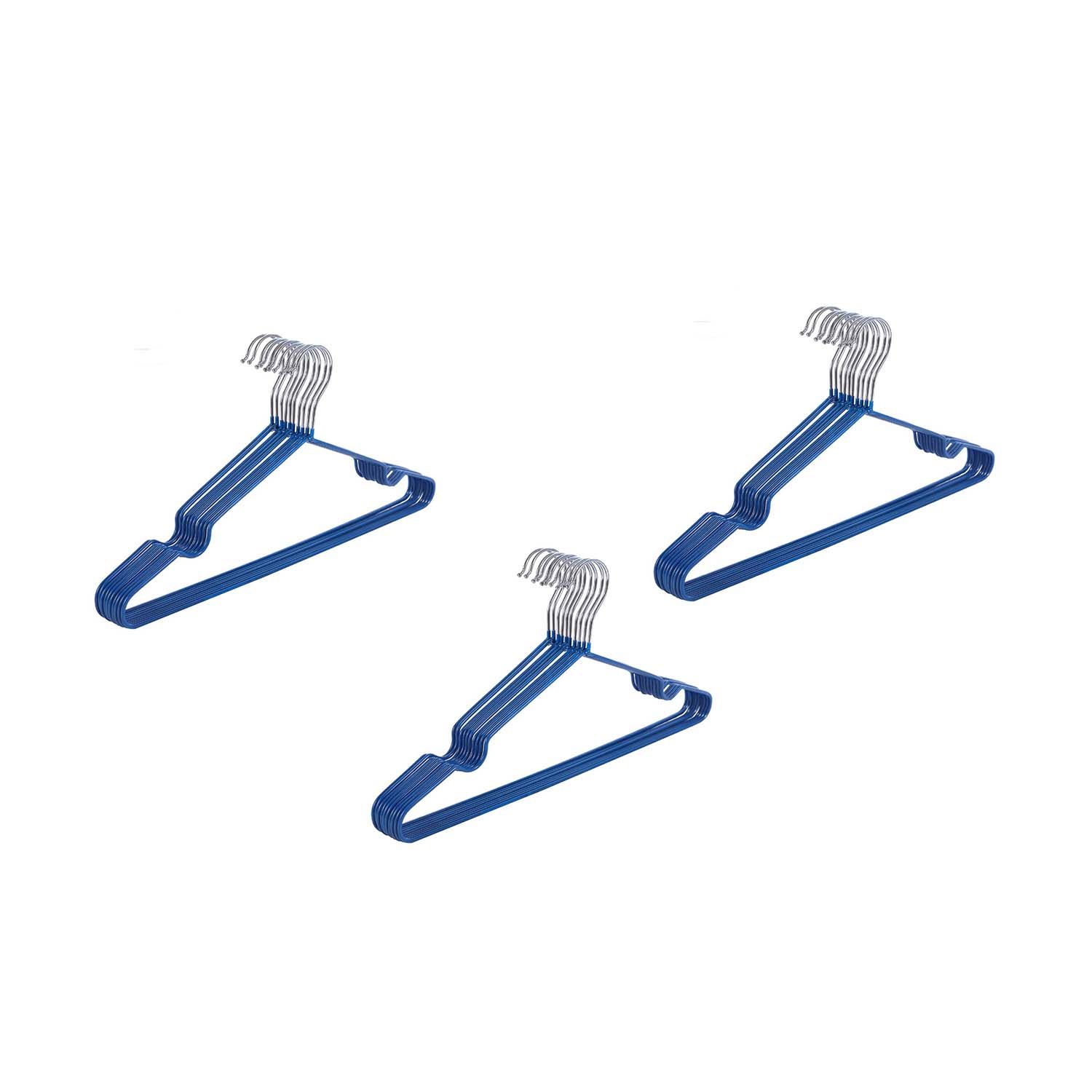 CLH-801, Stainless Steel Plastic Dipping Clothes Hanger-Kids-30pack - Blue