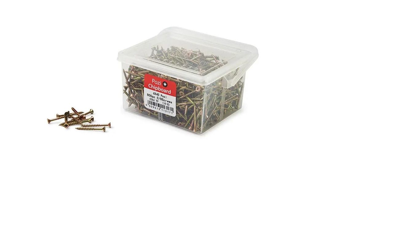 Chipboard Screws, Pozi, No.6, 3.5mm x 40mm, 800 Pieces BY WOODLY