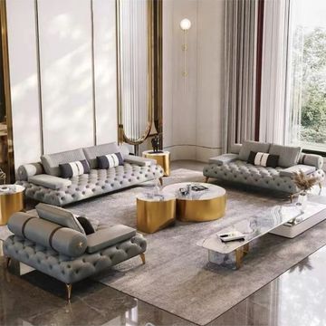 Briaton luxury Chesterfield 4pc sofa cream - Grey