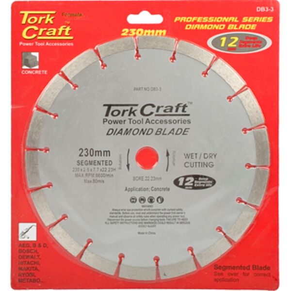 Diamond Blade Segmented 230Mm For Concrete 12Mm Deep Segments