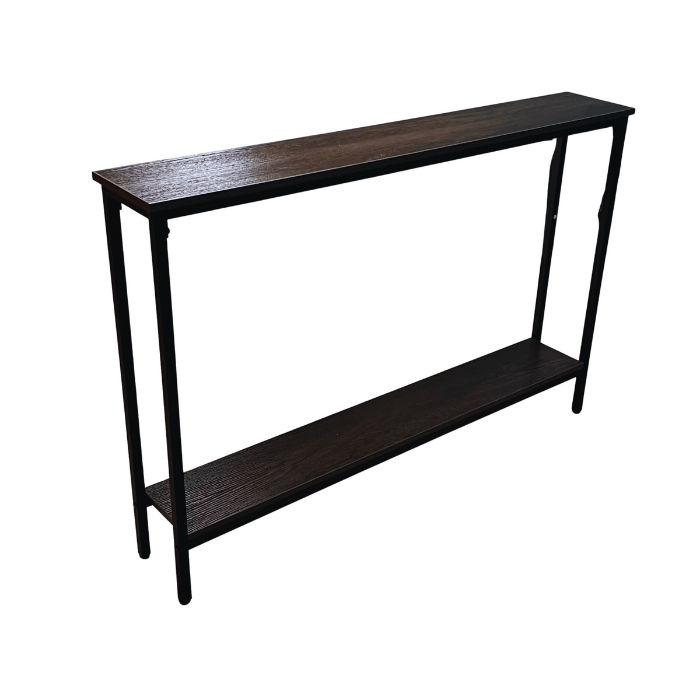 SlimLine 120cm Console Table – Rustic Wood Finish with Black Steel Frame