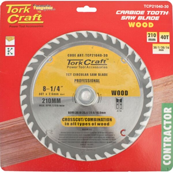 Blade Contractor 210 X 40T 30-1-20-16 Circular Saw Tct