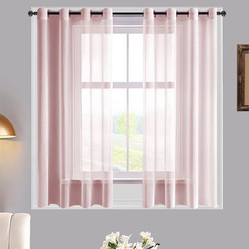 Matoc Designs Café Curtain - Mystic Voile - Pink - Eyelet - 110cm W x 123cm H -  2 Pack
