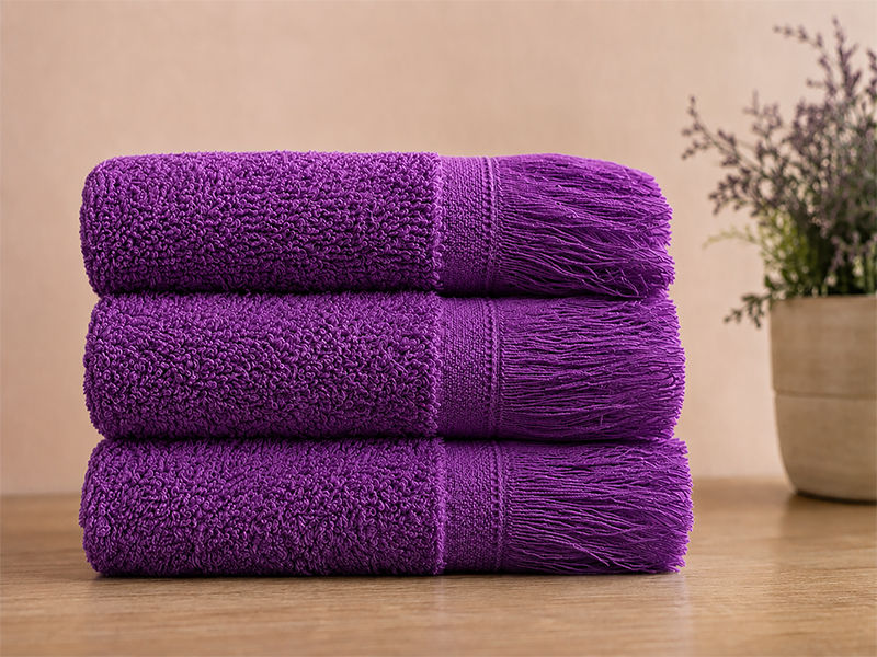 Plush 380 GSM Terry Fringe Guest Towel - Royal Lilac(3Pc Pack)